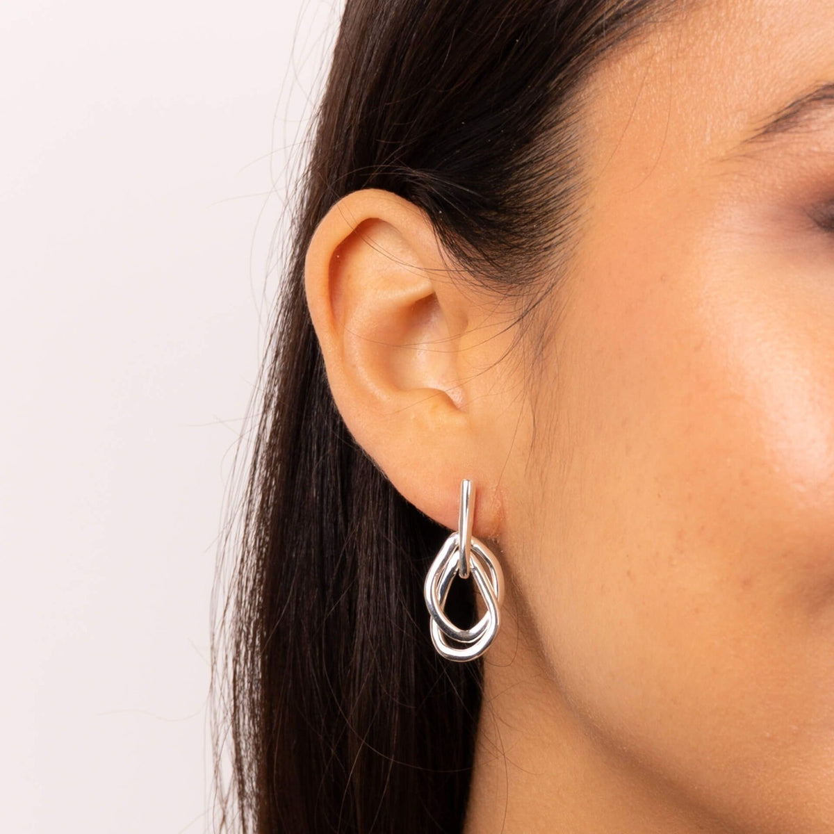 Organic Interlinking Drop Earrings Sterling Silver 925 HallmarkBrand New Boxed