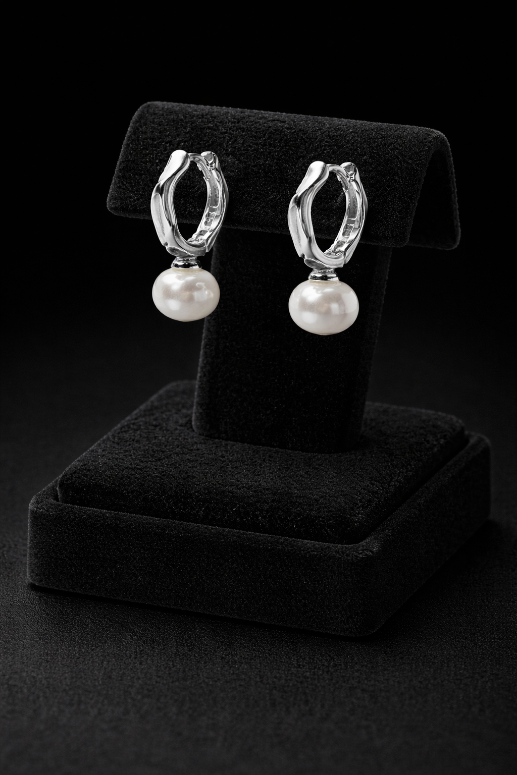 Hexagon Pearl Huggie Hoop Earrings Sterling Silver 925 Hallmark Brand New Boxed