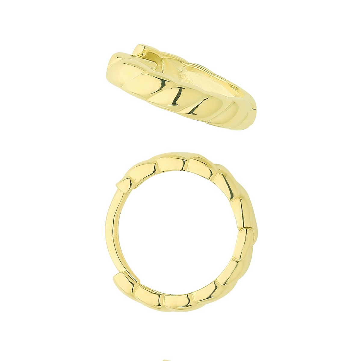 9ct Yellow Gold Grooved Hoop Earrings British Made 375 Hallmark Brand New Boxed