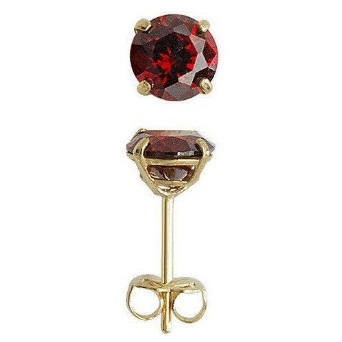 Yellow Gold Garnet Earrings Solitaire Natural Stone 375 9 Carat New Boxed
