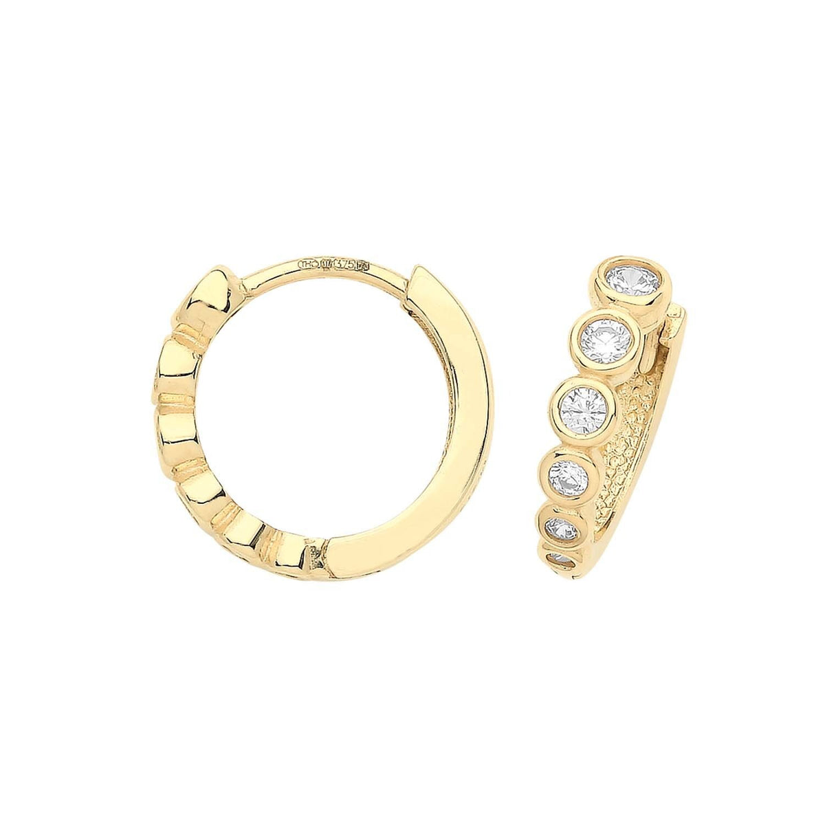 Mens Graduated Huggie Hoop Earring 9ct Yellow Gold 375 Hallmarked Brand New