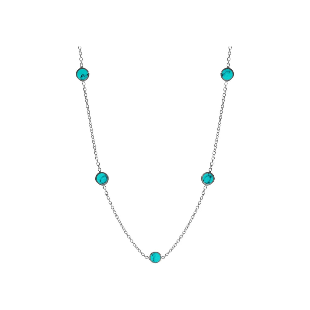 5 Turquoise Statement Necklace Solid Sterling Silver 925 Hallmarked British Made