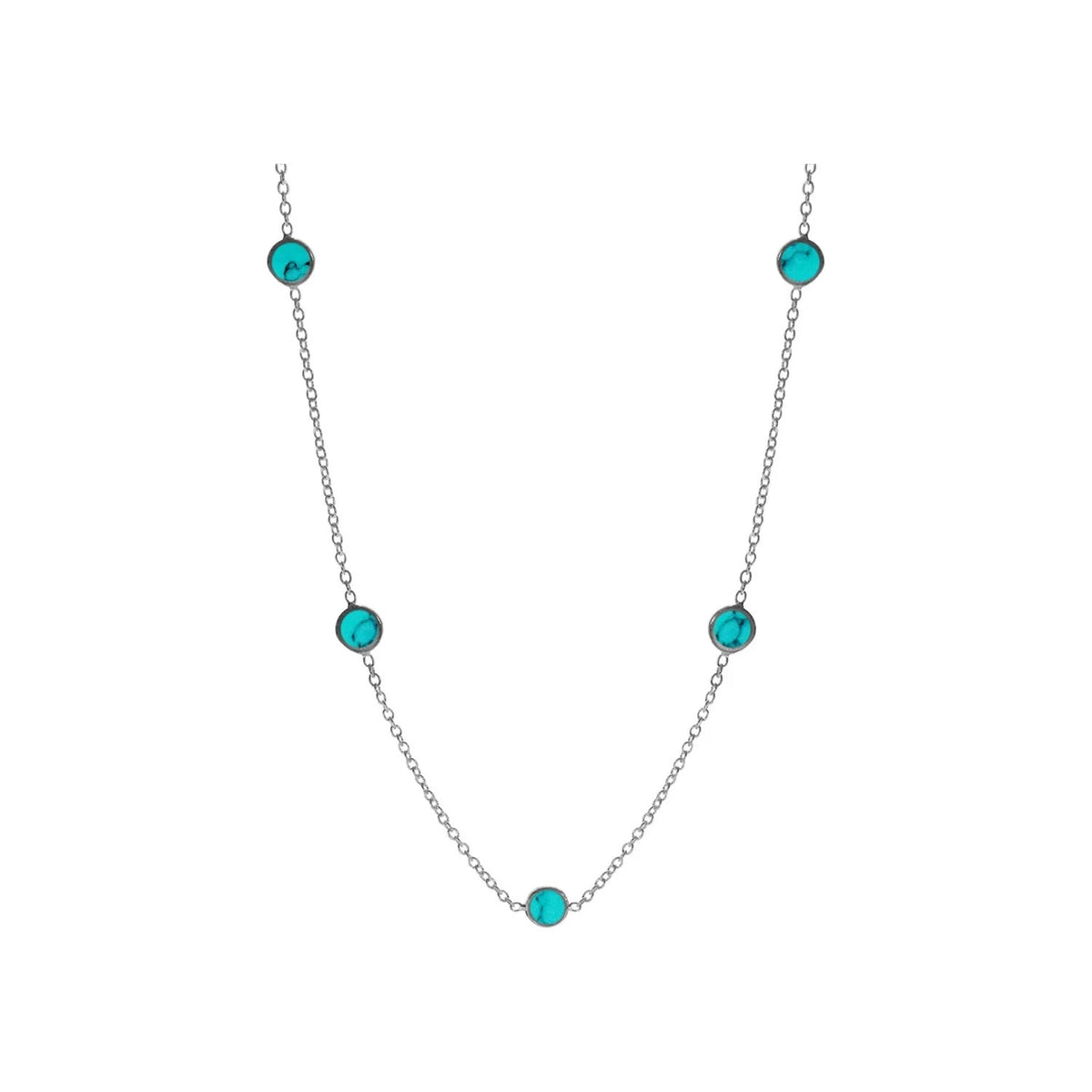5 Turquoise Statement Necklace Solid Sterling Silver 925 Hallmarked British Made