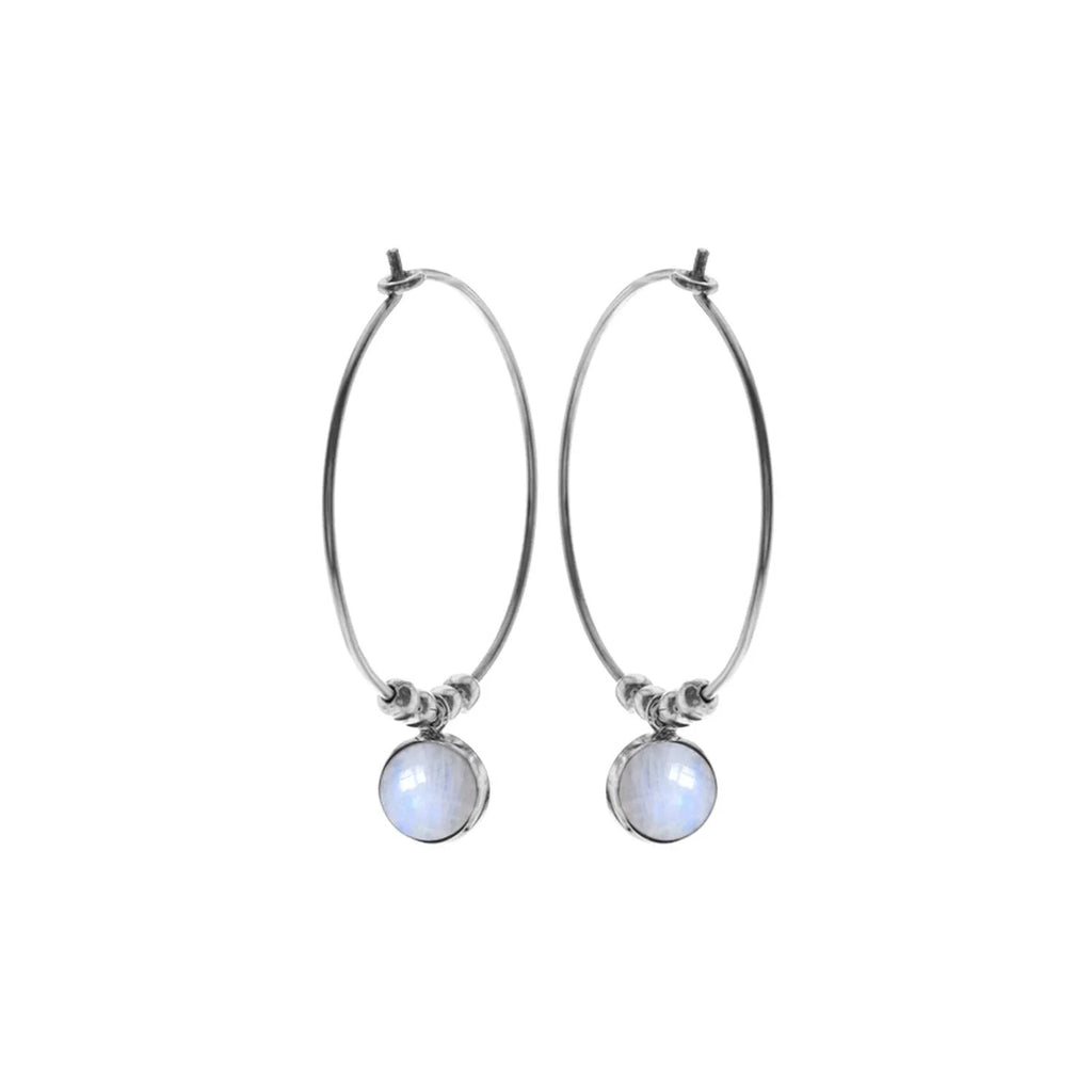 Ivy Moonstone Hoop Earrings Sterling Silver 925 Hallmarked Brand New Boxed