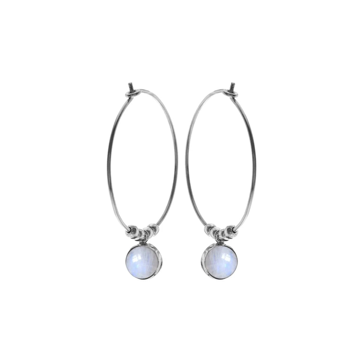 Ivy Moonstone Hoop Earrings Sterling Silver 925 Hallmarked Brand New Boxed