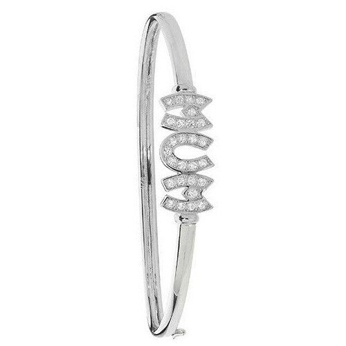 Mum Gemstone Bangle Sterling Silver 925 Hallmarked British Made (Mothers Day)