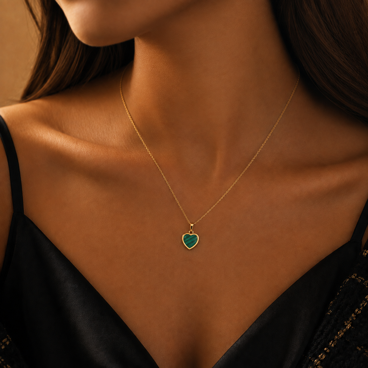 Flush Natural Malachite 9ct Yellow Gold Pendant 375 Hallmarked All Chain Lengths