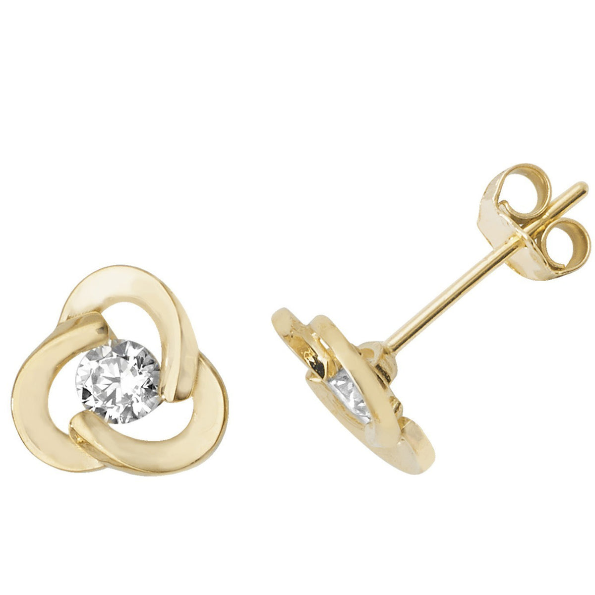 Flush Infinity Stud Earrings 9ct Yellow Gold 375 Hallmarked Brand New Boxed