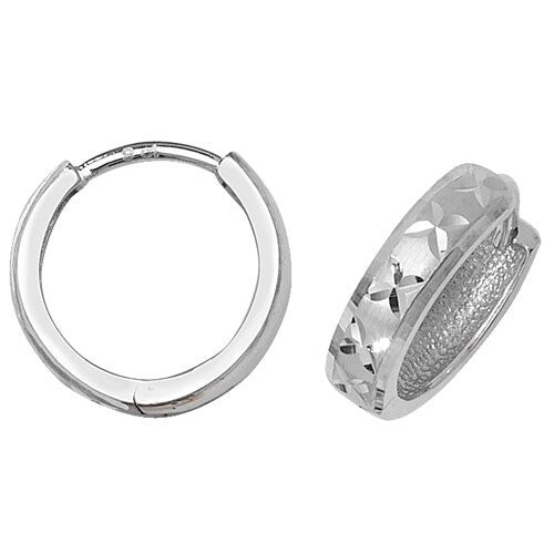 9ct White Gold DC Hoop Earrings British Made 375 Hallmarked Brand New Boxed