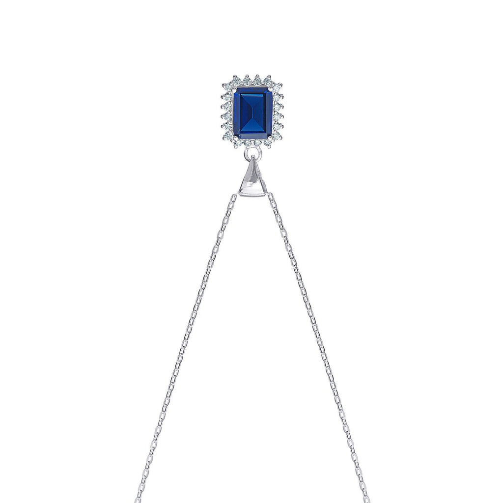 Halo Sterling Silver Sapphire Pendant Hallmarked British Made All Chain Lengths