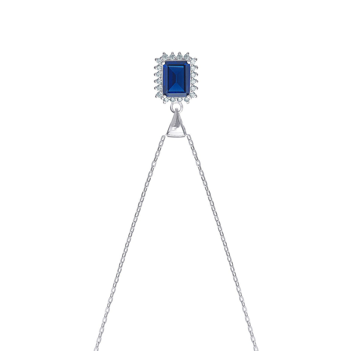 Halo Sterling Silver Sapphire Pendant Hallmarked British Made All Chain Lengths
