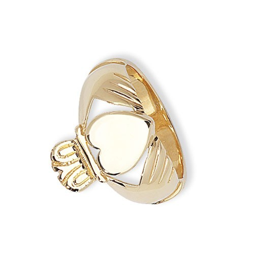 Mens 9ct Yellow Gold Claddagh Ring 375 Hallmarked British Made Size R - Z
