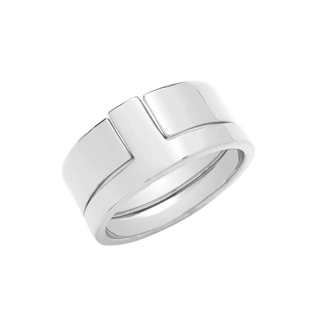 Sterling Silver Ring Interlocking 925 Hallmarked Size H - M British Made