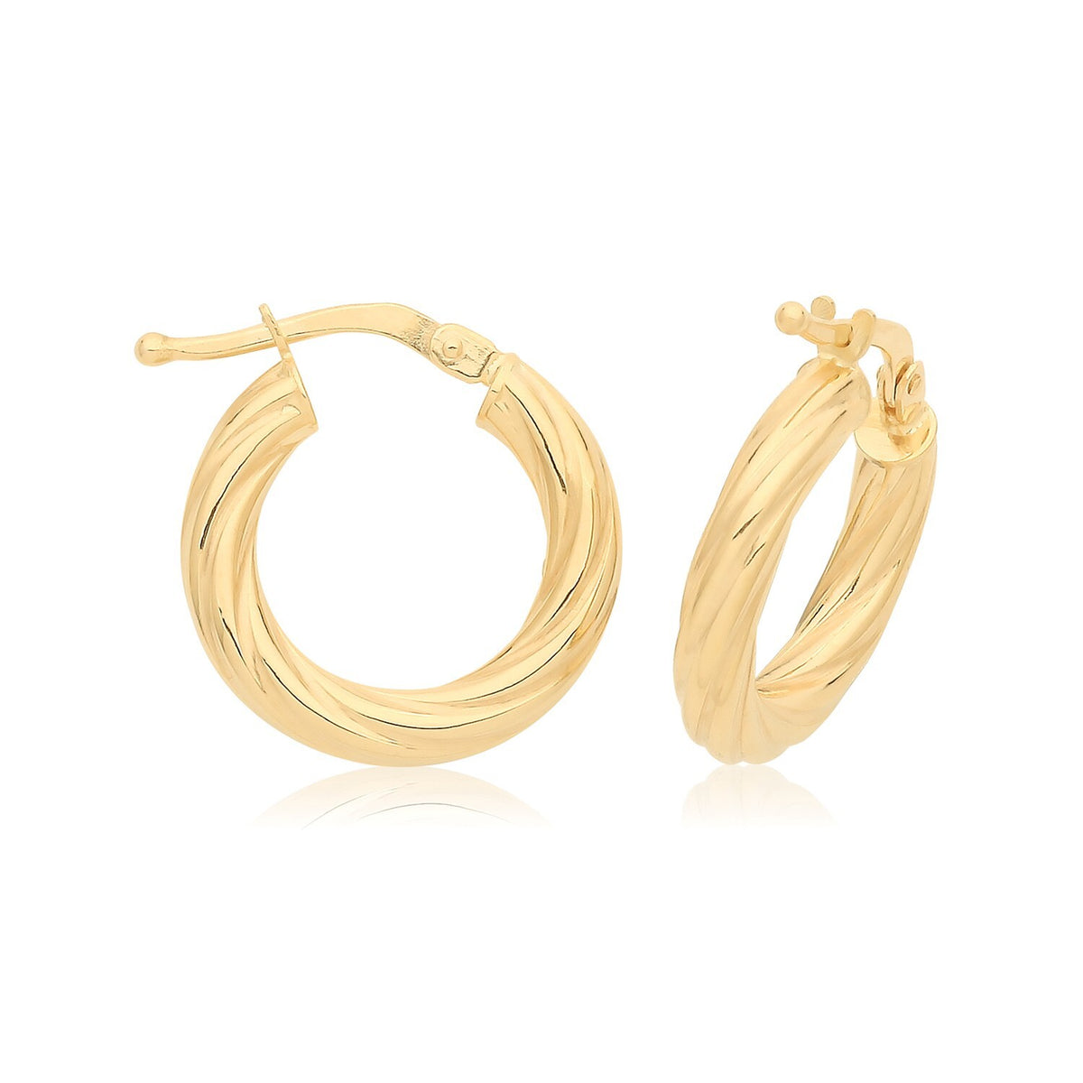 9ct Yellow Gold Twist Hoop Earrings 375 Hallmarked 6mm - 10mm Diameter