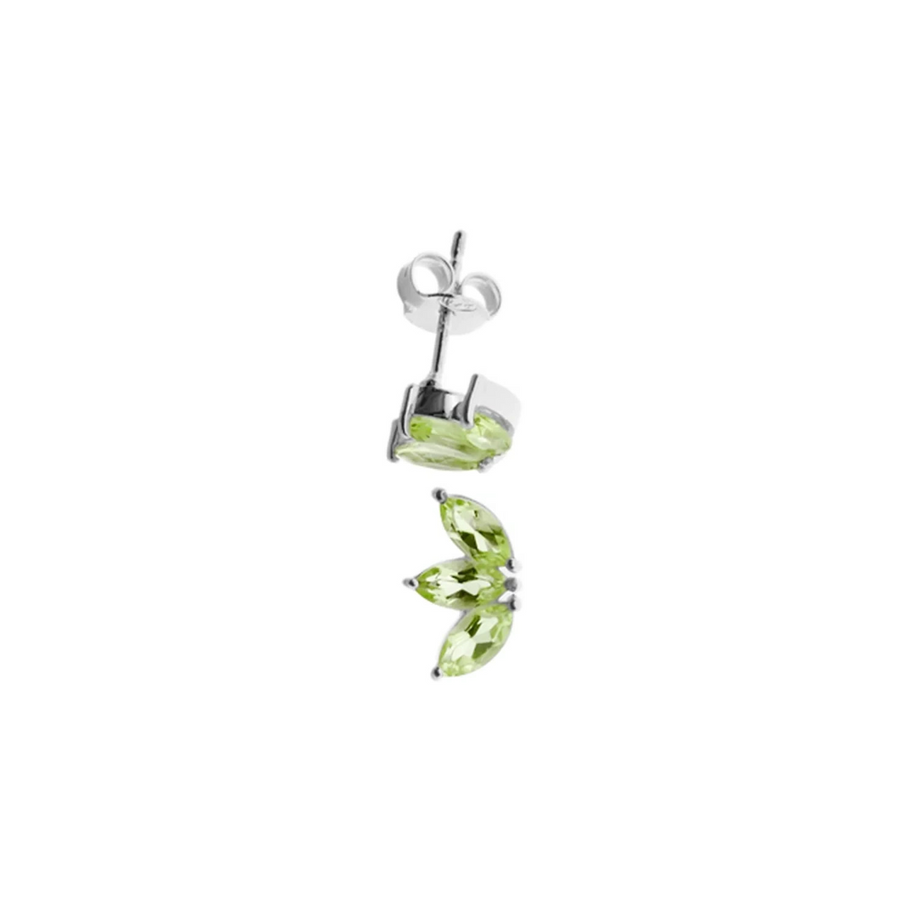 Lotus Flower Natural Peridot Stud Earrings Sterling Silver 925 Hallmarked
