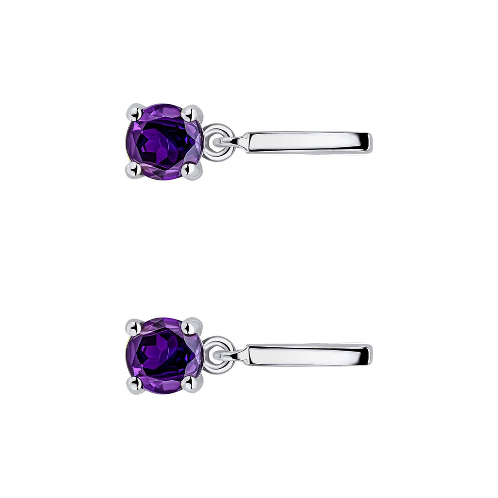 Amethyst Prong Drop Earrings Sterling Silver 925 Hallmarked Brand New Boxed