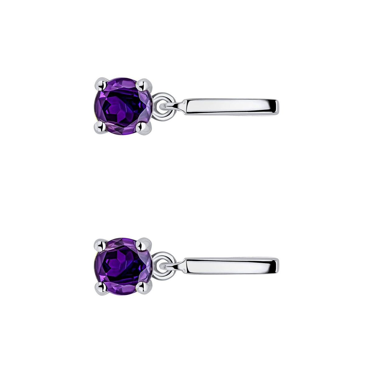 Amethyst Prong Drop Earrings Sterling Silver 925 Hallmarked Brand New Boxed