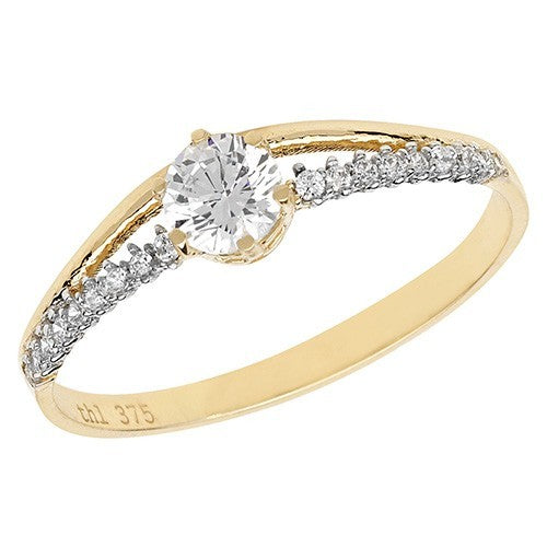 Solitaire Engagement Ring 9ct Yellow Gold 375 Hallmark Sizes J - S British Made