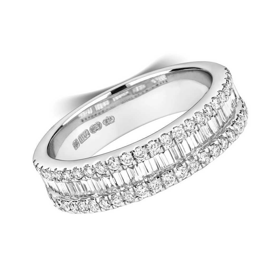 Natural Diamond Statement Eternity Ring 18ct White Gold Hallmarked Sizes J - Q