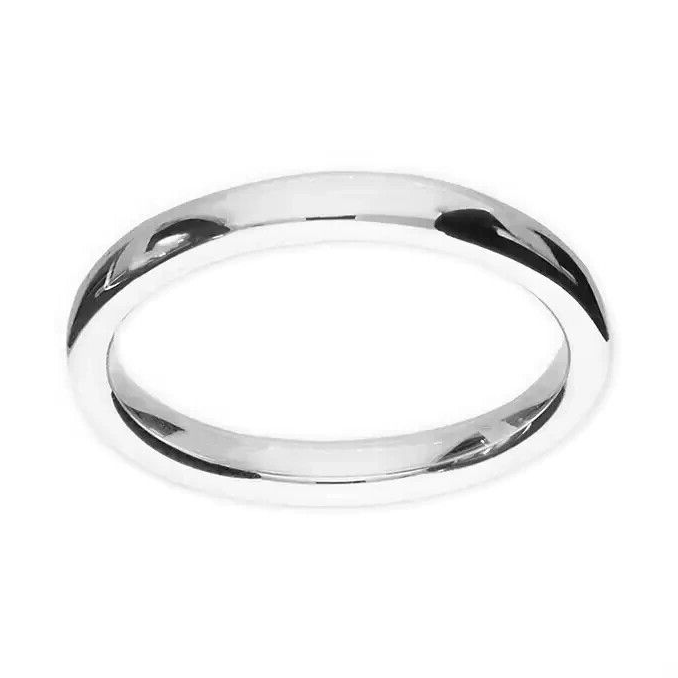 3mm Court Band Ring Sterling Silver 925 Hallmarked British Made Size M - T