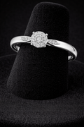 Diamond Illusion Solitaire Ring 9ct White Gold 375 Hallmark Sizes J - Q