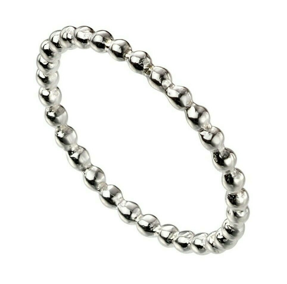 Sterling Silver Beaded Ring 925 Hallmarked Size K - S British Made