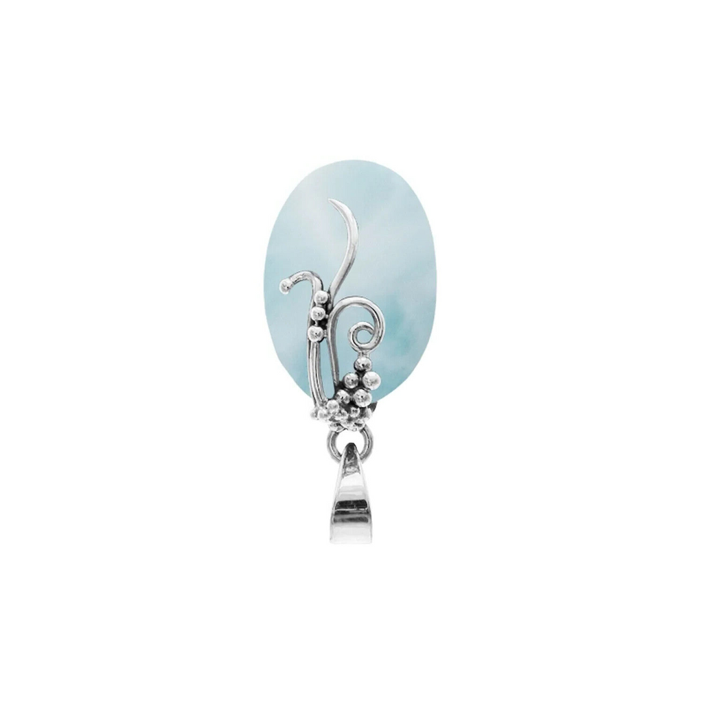 Oval Blue Larimar Pendant Sterling Silver 925 Hallmarked All Chain Lengths
