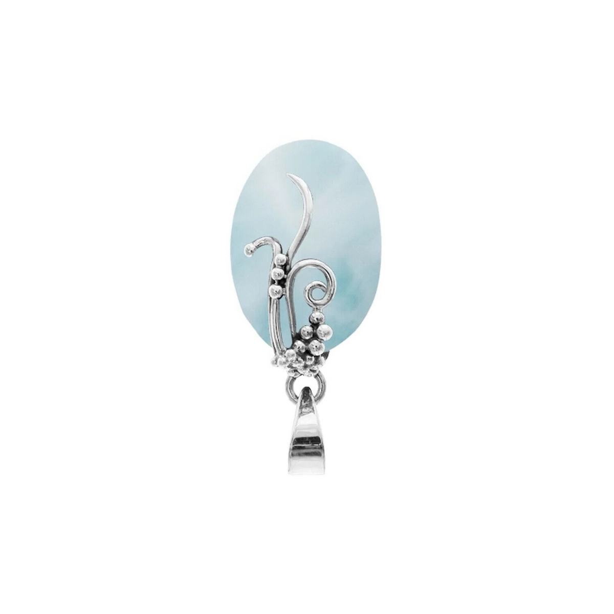 Oval Blue Larimar Pendant Sterling Silver 925 Hallmarked All Chain Lengths