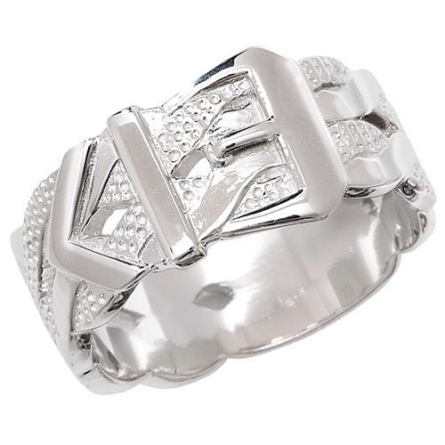Sterling Silver Gents Buckle Ring 925 Hallmarked Size Q - Z British Made