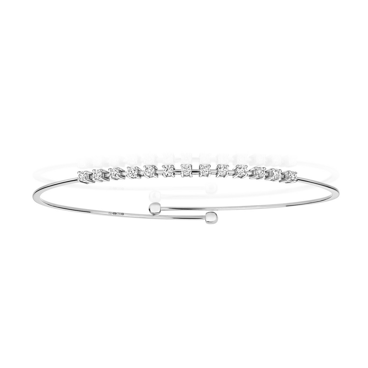 13 Natural Diamond 18ct White Gold Bangle 375 Hallmarked British Made
