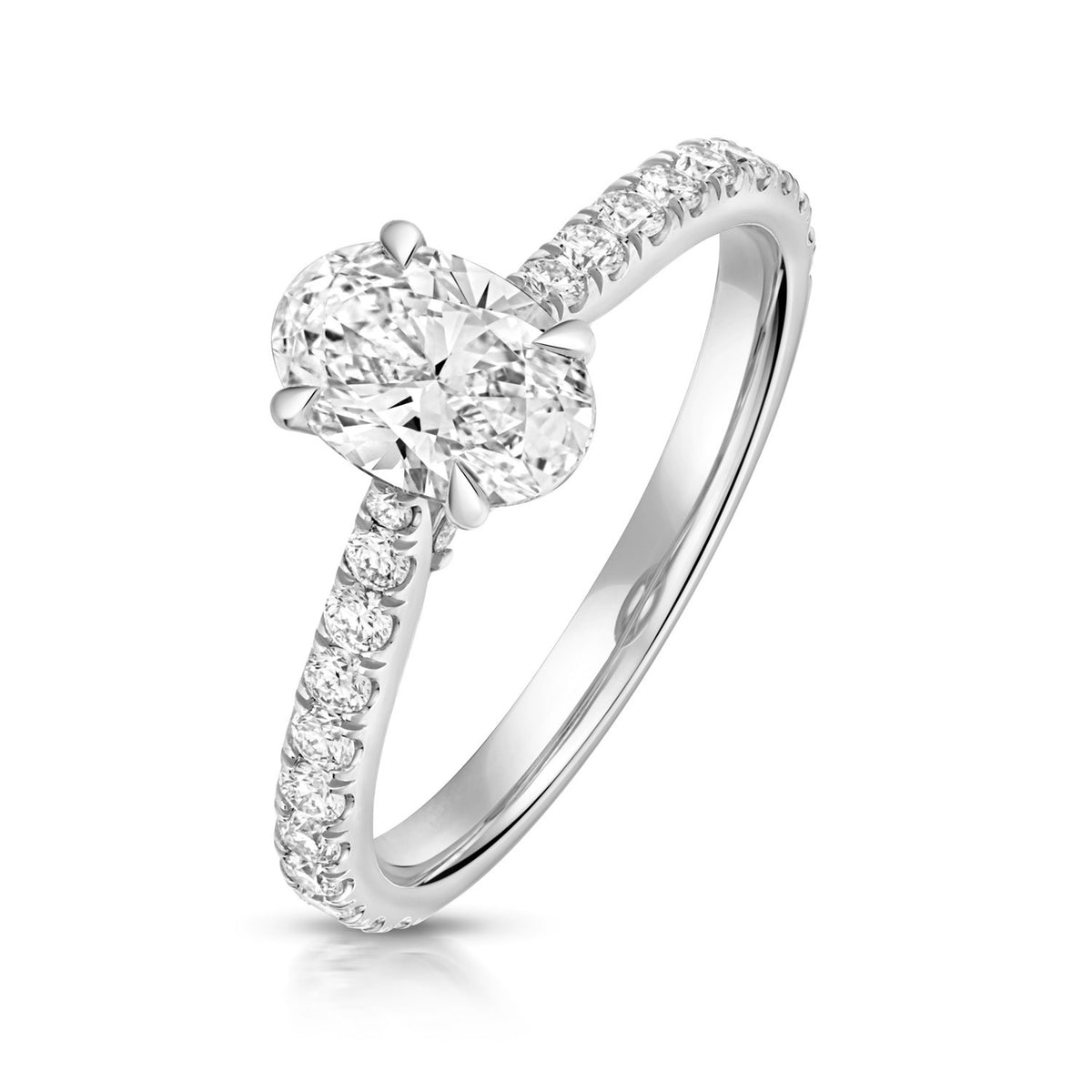 Oval Lab-Grown Diamond Engagement Ring 18ct White Gold Hallmarked Sizes J - Q