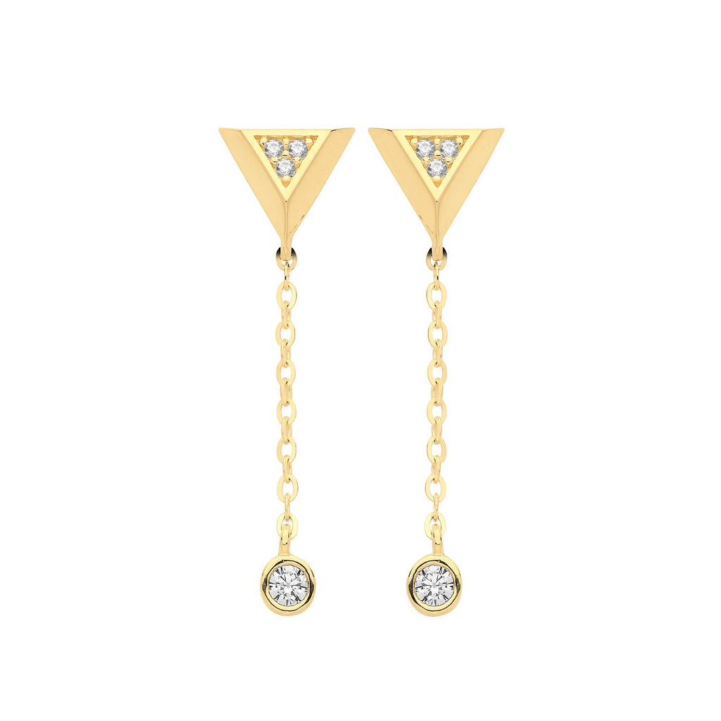 4 Stone Pryramid Drop Earrings 9ct Yellow Gold 375 Hallmarked Brand New Boxed