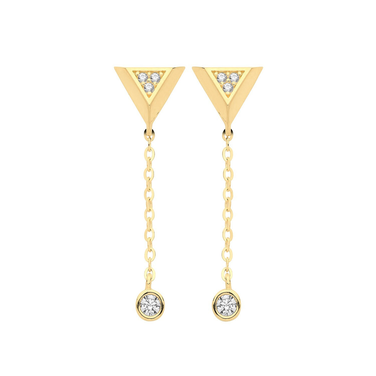 4 Stone Pryramid Drop Earrings 9ct Yellow Gold 375 Hallmarked Brand New Boxed