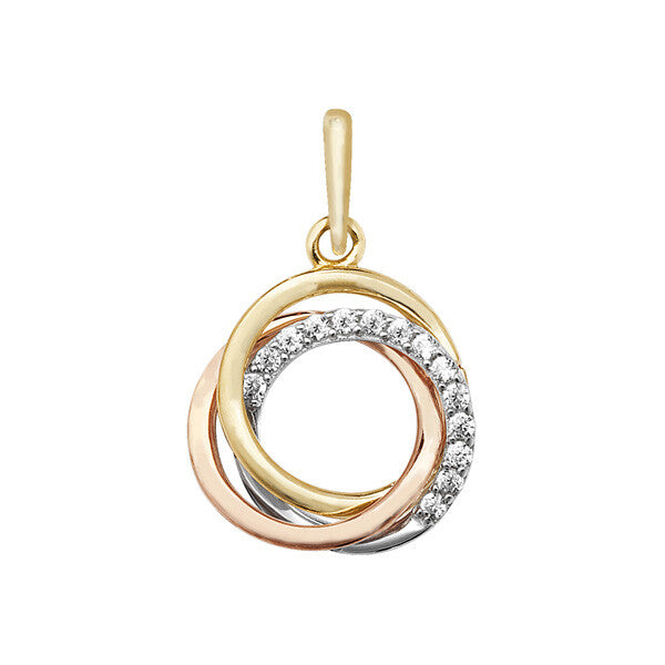 Three Tone Gold Russian Ring Pendant Hallmarked British Made All Chain Lengths