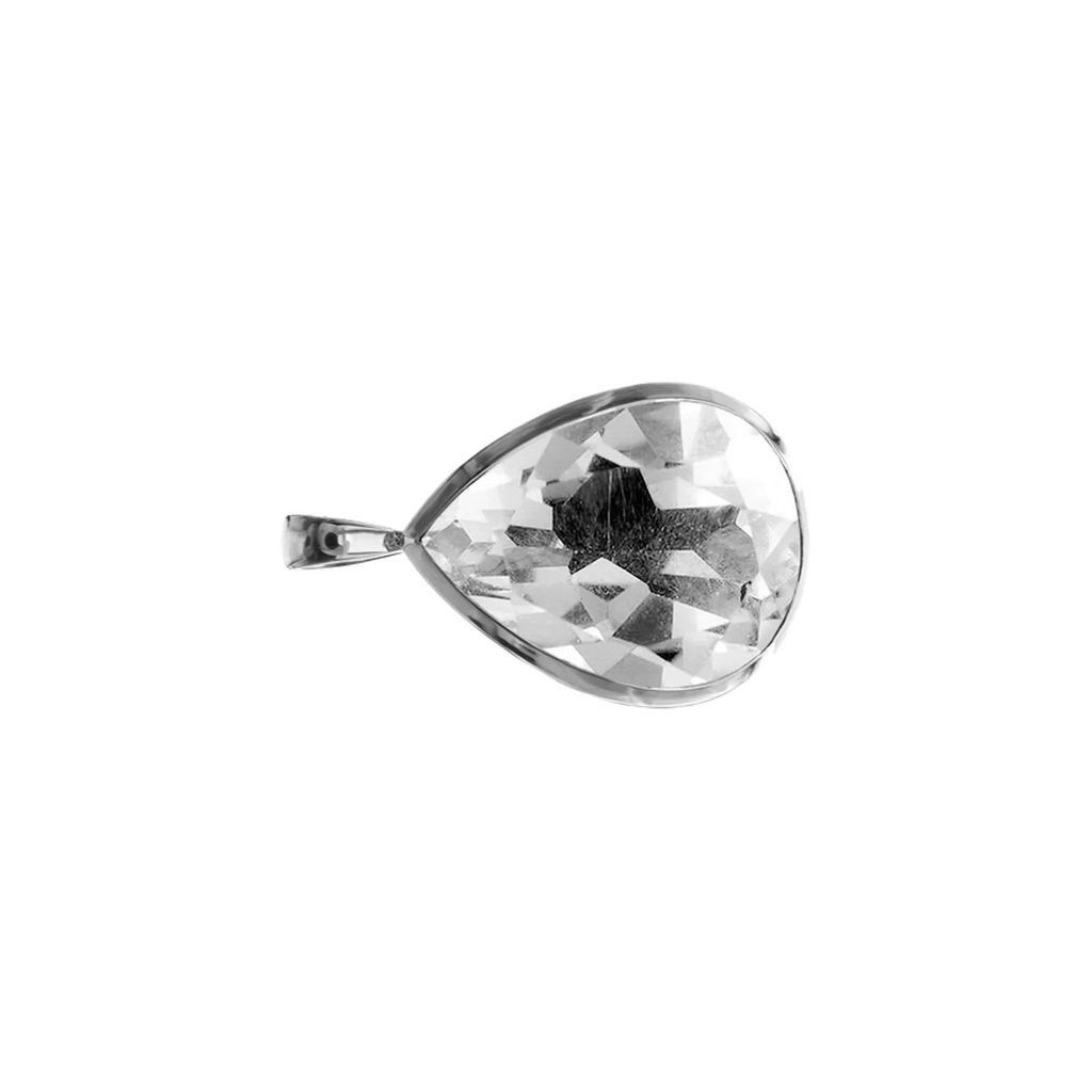 Clear Quartz Teardrop Pendant Sterling Silver 925 Hallmarked All Chain Lengths