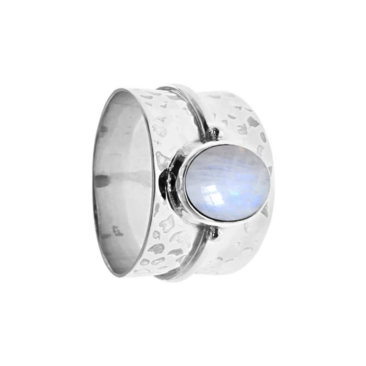 Tapered Oval Moonstone Ring Sterling Silver 925 Hallmark British Made Size K - T
