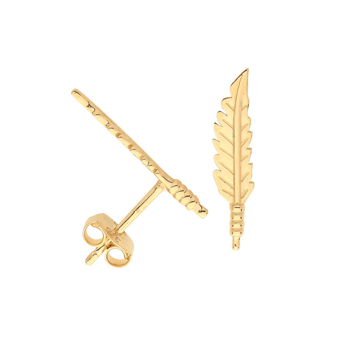 Statement Leaf Stud Earrings 9ct Yellow Gold 375 Hallmarked Brand New Boxed