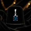 Cushion Blue Topaz Diamond Pendant 9ct White Gold 375 Hallmarked Chain Lengths