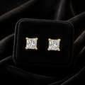 Natural Diamond Princess Stud Earrings 18ct Yellow Gold Hallmarked British Made