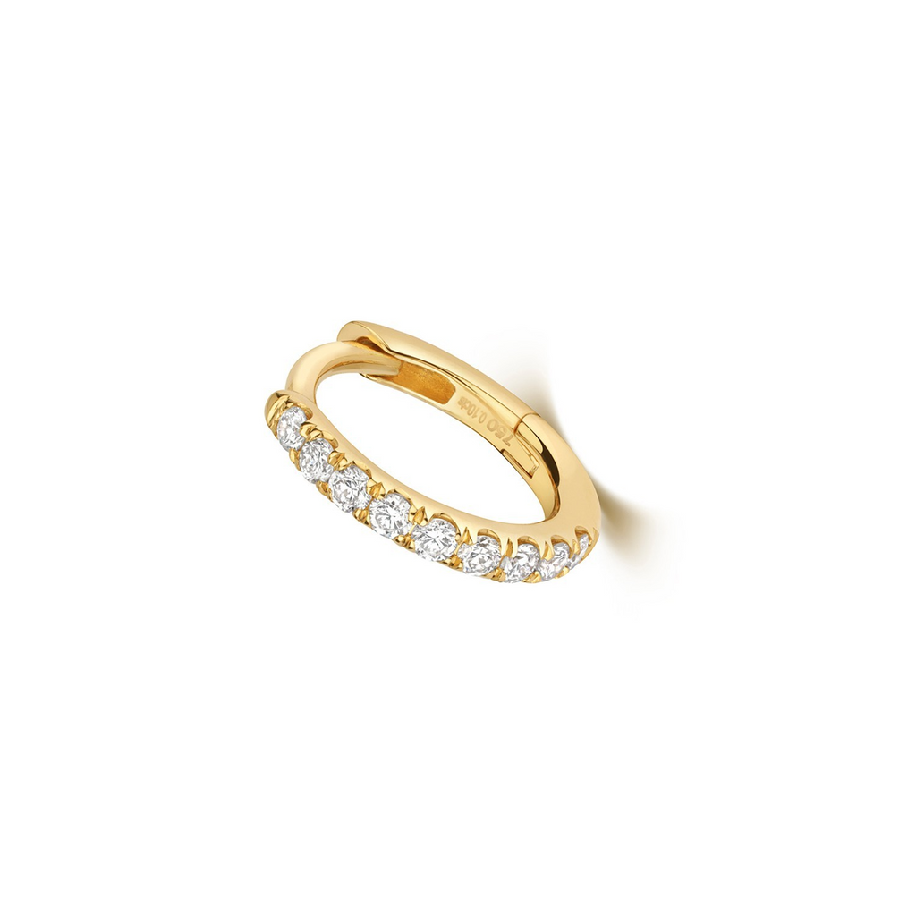 7.8mm 9 Natural Diamond Hoop Earring 18ct Yellow Gold Hallmarked British Made