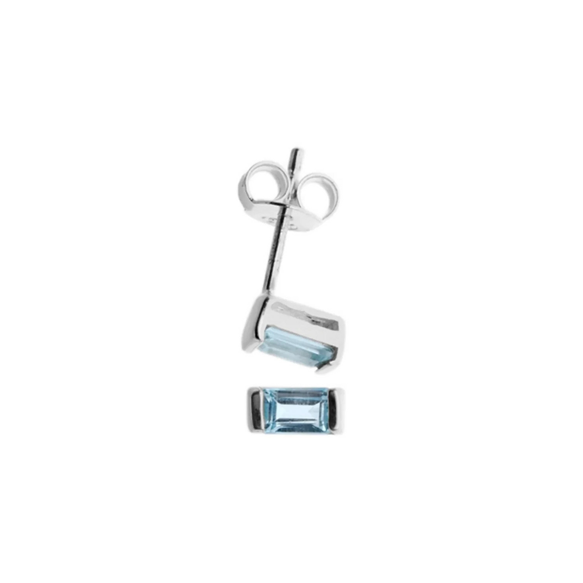 Baguette Natural Aquamarine Stud Earrings Sterling Silver 925 Hallmarked