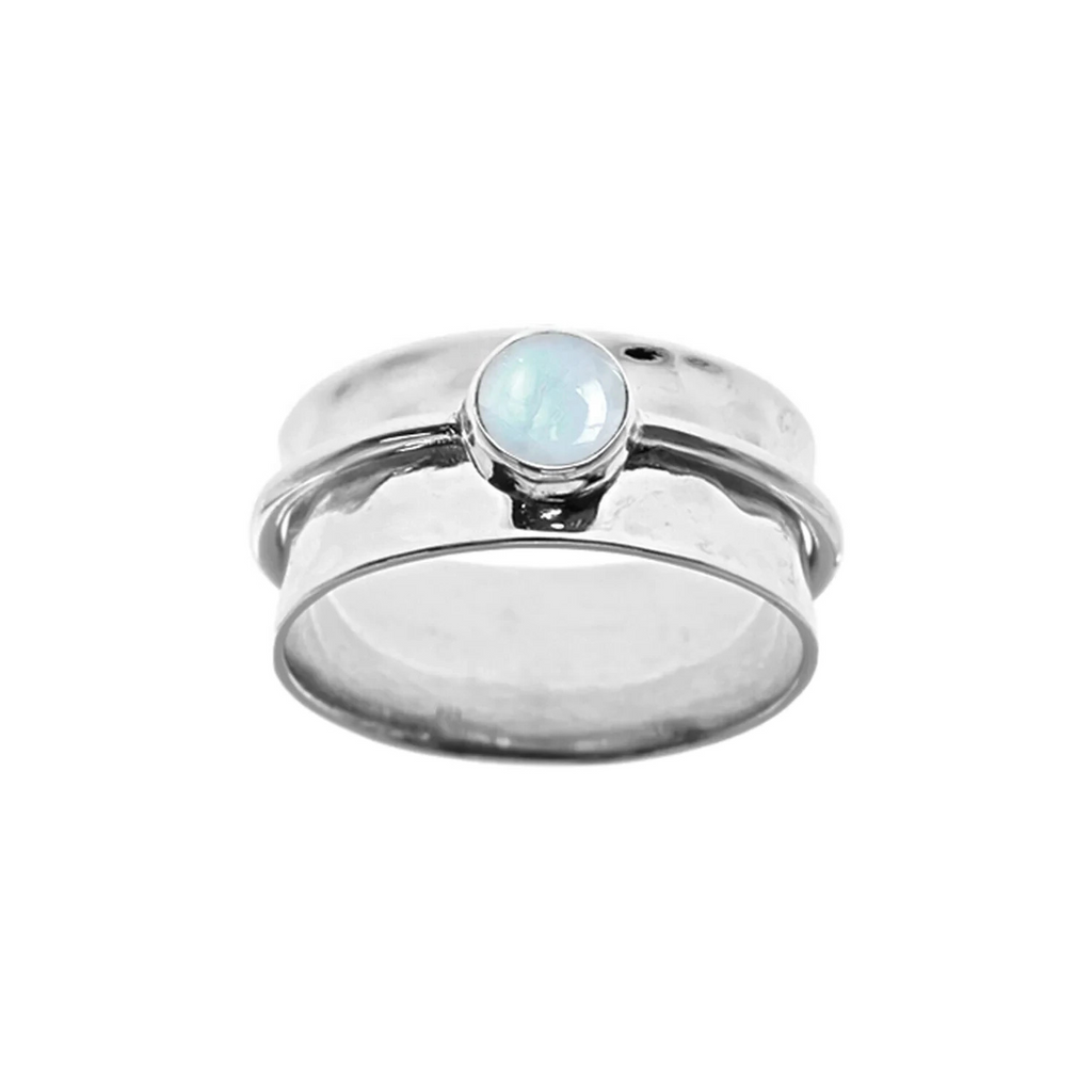 Flush Moonstone Spinner Ring Sterling Silver 925 Hallmarked Size K - T