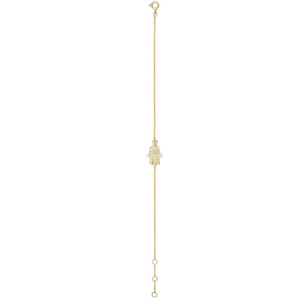 Ladies Hamsa Hand Bracelet 9ct Yellow Gold 375 Hallmarked British Made