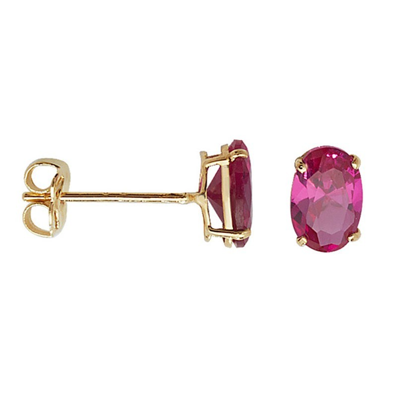Oval Ruby Stud Earrings 9ct Yellow Gold 375 Hallmarked British Made Brand New