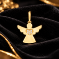 Cluster Heart Angel 9ct Yellow Gold Pendant 375 Hallmarked All Chain Lengths