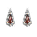 Trapeze Diamond Garnet Pendant & Earrings Set 9ct Mixed Gold 375 Hallmarked