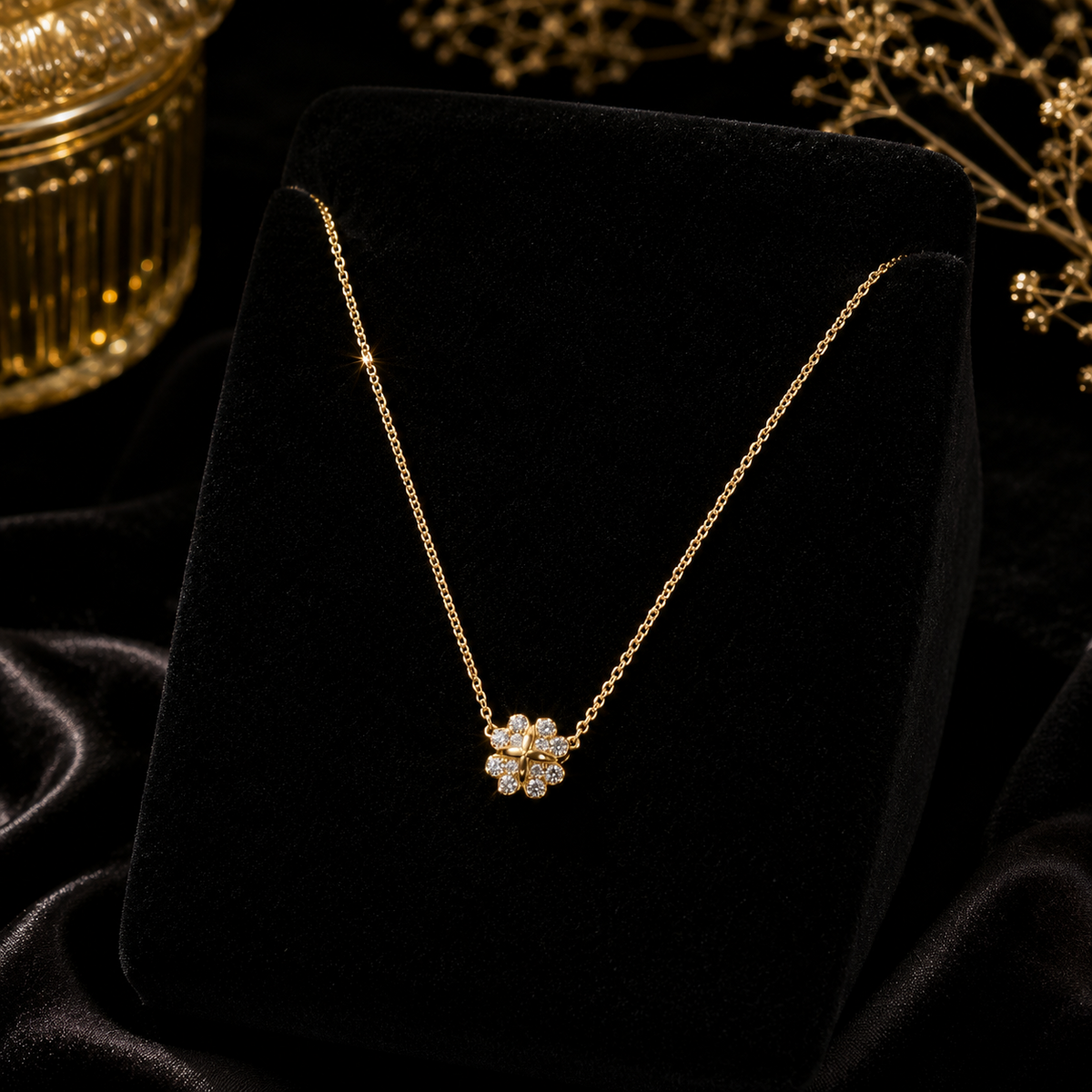 12 Natural Diamond Clover Necklace 18ct Yellow Gold Hallmarked British Made