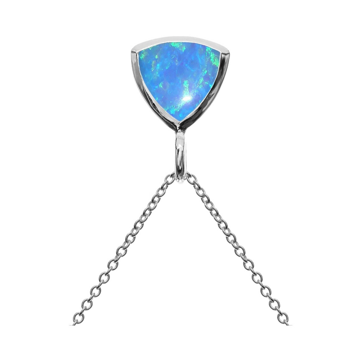 Trillion Cut Opal Necklace Solid Sterling Silver 925 Hallmarked British Made