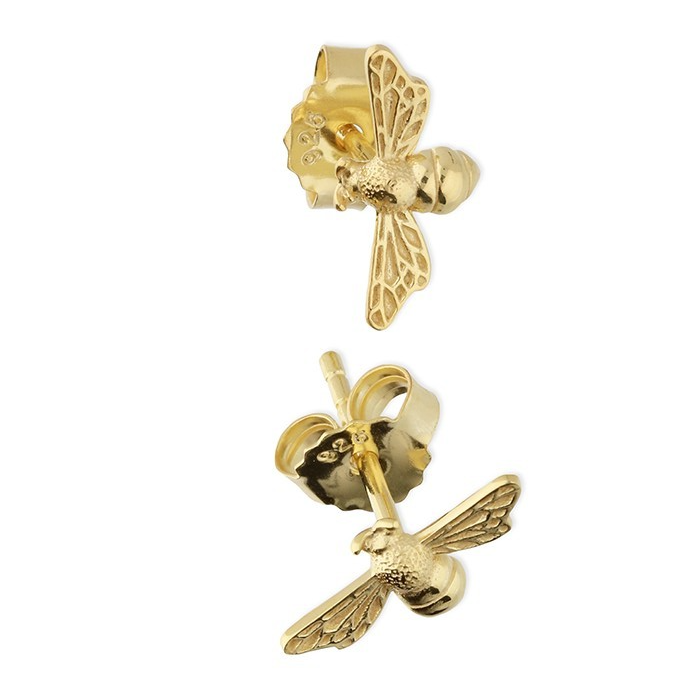 Bumble Bee Stud Earrings 18ct Yellow Gold Plated Hallmark British Made Brand New