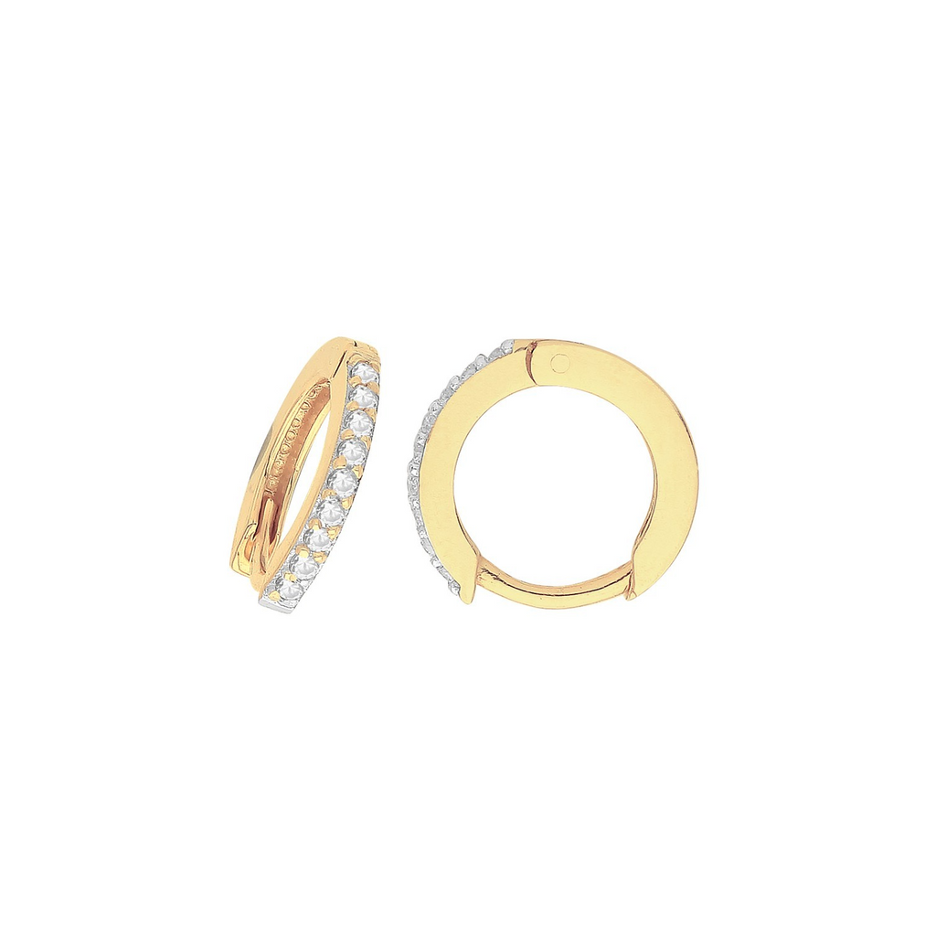 Mens 9 Stone Huggie Hoop Earring 9ct Yellow Gold 375 Hallmarked Brand New Boxed